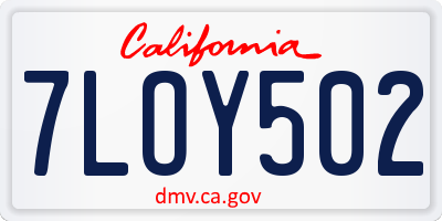CA license plate 7LOY502