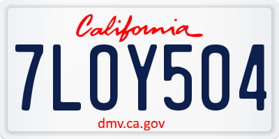 CA license plate 7LOY504