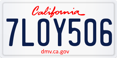 CA license plate 7LOY506