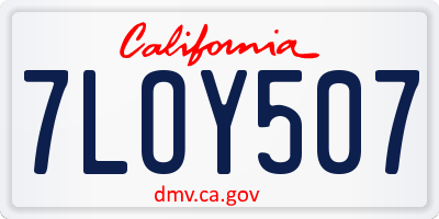 CA license plate 7LOY507