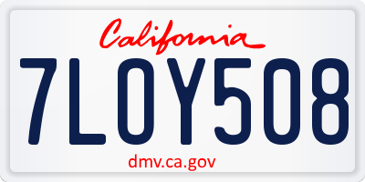 CA license plate 7LOY508