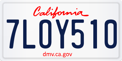 CA license plate 7LOY510