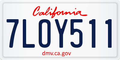 CA license plate 7LOY511