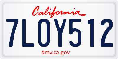 CA license plate 7LOY512