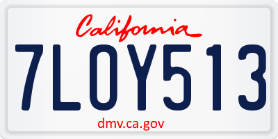 CA license plate 7LOY513