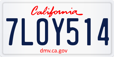 CA license plate 7LOY514