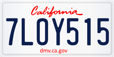 CA license plate 7LOY515