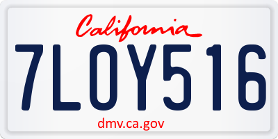 CA license plate 7LOY516