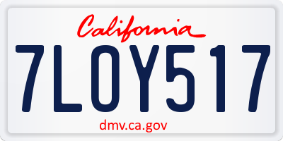 CA license plate 7LOY517