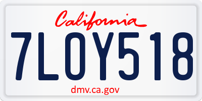 CA license plate 7LOY518