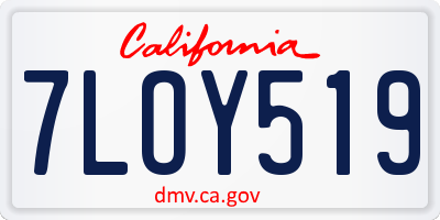 CA license plate 7LOY519