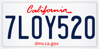 CA license plate 7LOY520