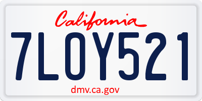 CA license plate 7LOY521