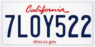 CA license plate 7LOY522