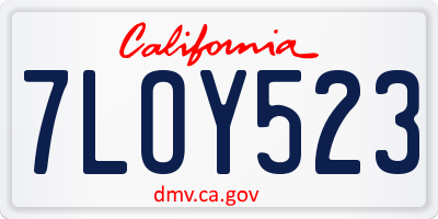 CA license plate 7LOY523
