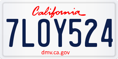 CA license plate 7LOY524