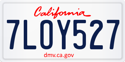 CA license plate 7LOY527
