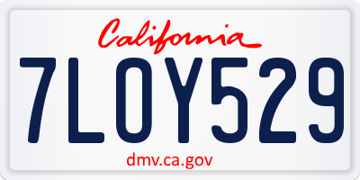 CA license plate 7LOY529