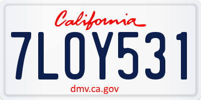 CA license plate 7LOY531
