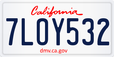 CA license plate 7LOY532