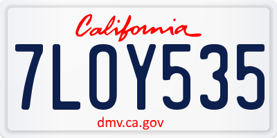 CA license plate 7LOY535