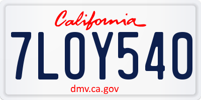 CA license plate 7LOY540