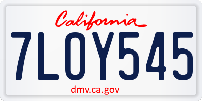 CA license plate 7LOY545