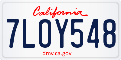 CA license plate 7LOY548