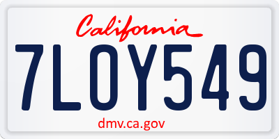 CA license plate 7LOY549
