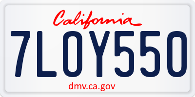 CA license plate 7LOY550