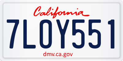 CA license plate 7LOY551