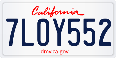 CA license plate 7LOY552