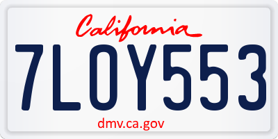 CA license plate 7LOY553