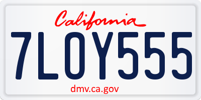 CA license plate 7LOY555