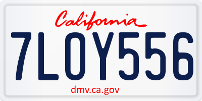 CA license plate 7LOY556