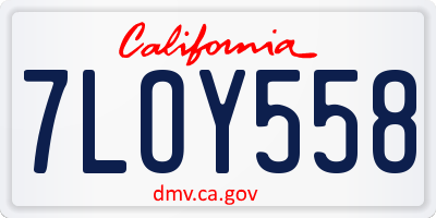 CA license plate 7LOY558