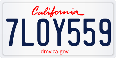 CA license plate 7LOY559