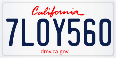 CA license plate 7LOY560