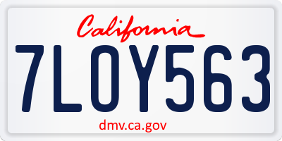 CA license plate 7LOY563
