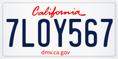 CA license plate 7LOY567