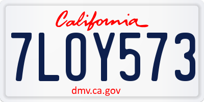 CA license plate 7LOY573