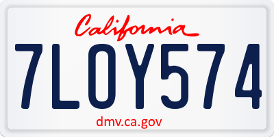CA license plate 7LOY574
