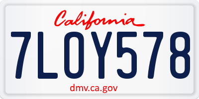 CA license plate 7LOY578