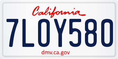 CA license plate 7LOY580