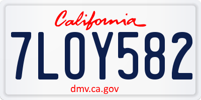 CA license plate 7LOY582