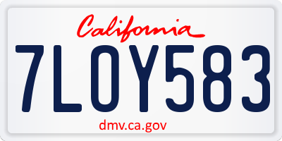 CA license plate 7LOY583