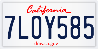 CA license plate 7LOY585