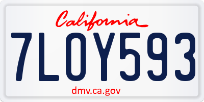 CA license plate 7LOY593