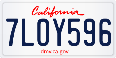 CA license plate 7LOY596