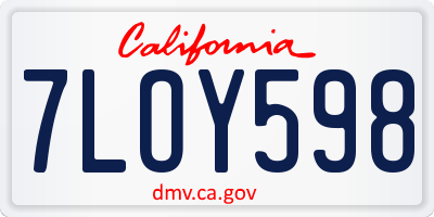 CA license plate 7LOY598